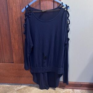 VENUS Midnight Blue Cold Shoulder Tunic